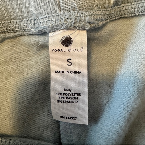 NEW Yogalicious Small Light Blue Terry Brush High Rise Flared Leg Pants Lounge - Picture 10 of 11